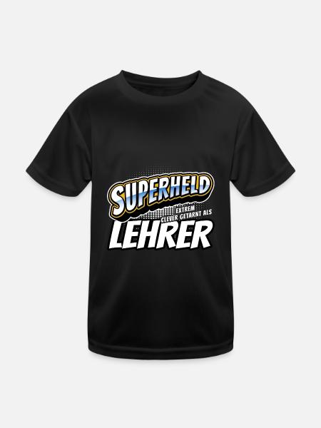 Superheld, clever getarnt als Lehrer - Kinder Funktions-T-Shirt - Schwarz - Vorne