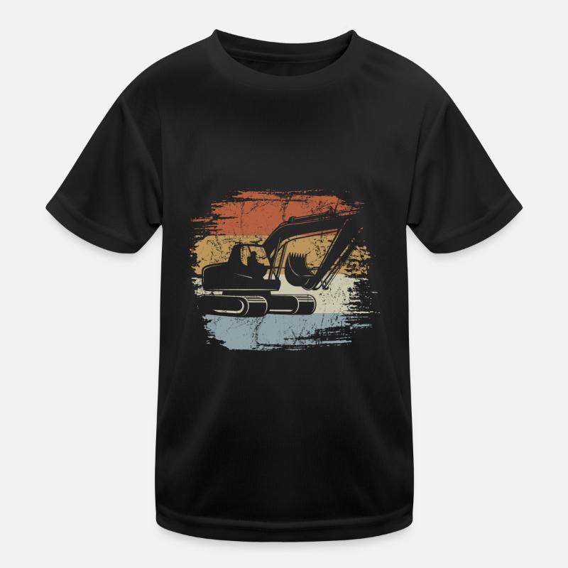 Retro - Vintage - Excavator - Dredging Kids Functional T-Shirt
