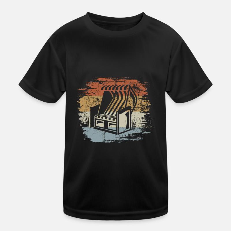 Retro - Vintage - Silhouette Beach Chair Kids Functional T-Shirt
