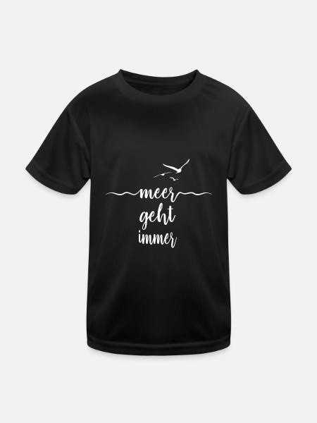 Meer geht immer - Möwen Wellen Nordsee - Kinder Funktions-T-Shirt - Schwarz