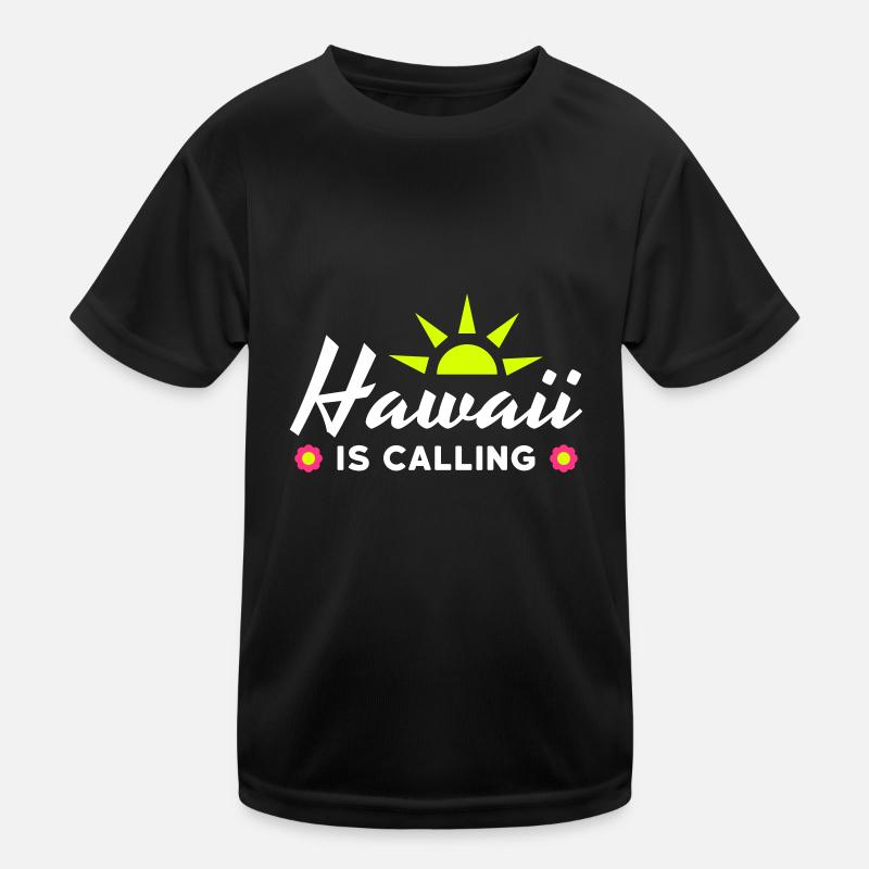 Hawaii is calling (sun, sun rays, flowers) - Kids Functional T-Shirt - black
