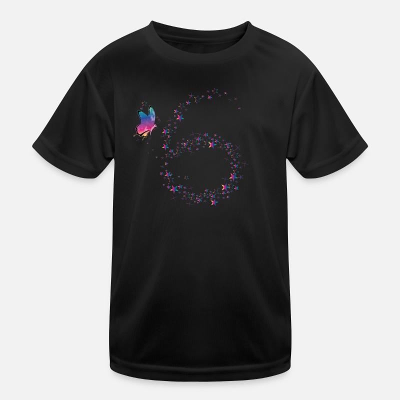 Butterfly - ich bin endlich 6 - Kinder Funktions-T-Shirt - Schwarz