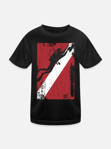 Scuba Diving Flag Diver Dive Water Oze - Kids Functional T-Shirt - black - Front