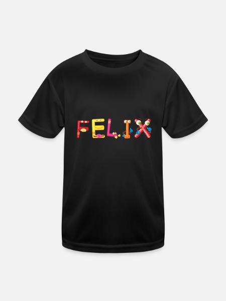 Felix - Kinder Funktions-T-Shirt - Schwarz - Vorne