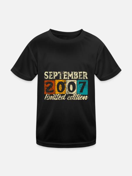 Édition Limitée Septembre 2007 Cadeau d’Anniversaire - T-shirt sport Enfant - noir - Devant