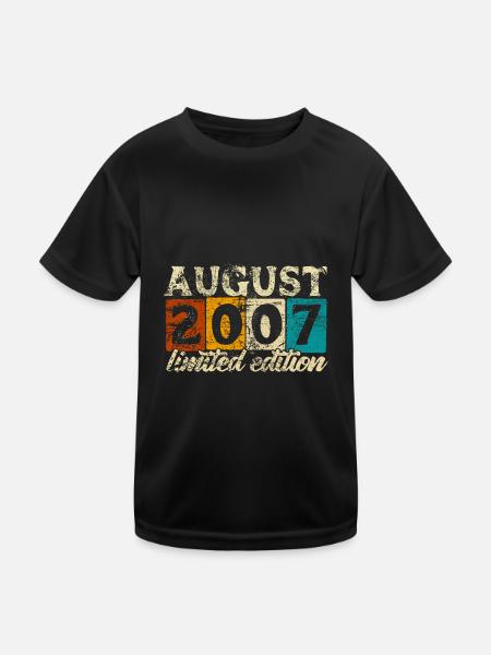 Edition Limitée Août 2007 Anniversaire - Cadeau - T-shirt sport Enfant - noir - Devant