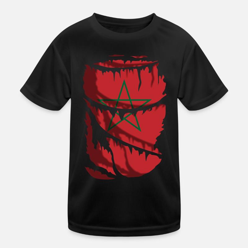 Drapeau du Maroc, effet tissu usé T-shirt sport Enfant