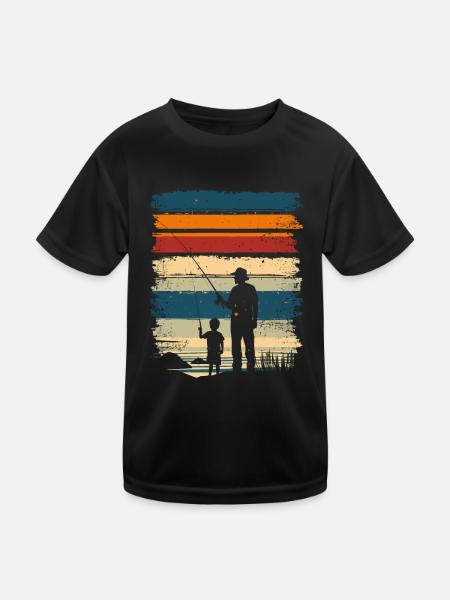 Père et fils Pêche Pêche - T-shirt sport Enfant - noir - Devant