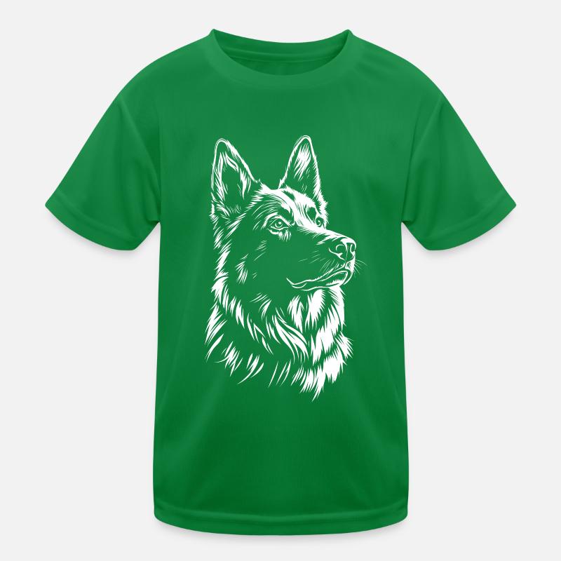 German Shepherd Portrait Art Drawing Kids Functional T-Shirt