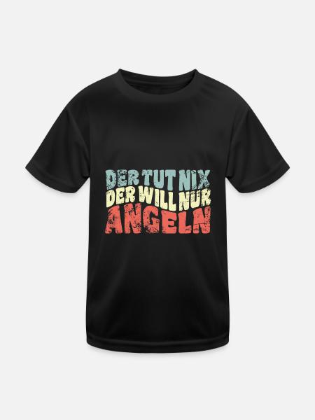 Der tut nix, der will nur angeln - Angler Spruch - Kinder Funktions-T-Shirt - Schwarz
