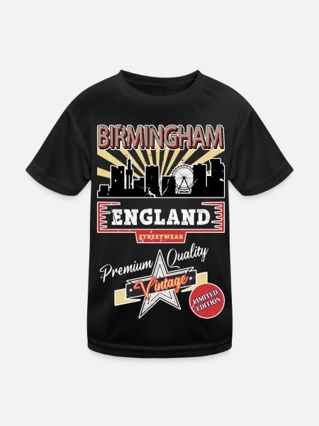 Birmingham Angleterre UK City Skyline Vintage Rétro - T-shirt sport Enfant - noir - Devant