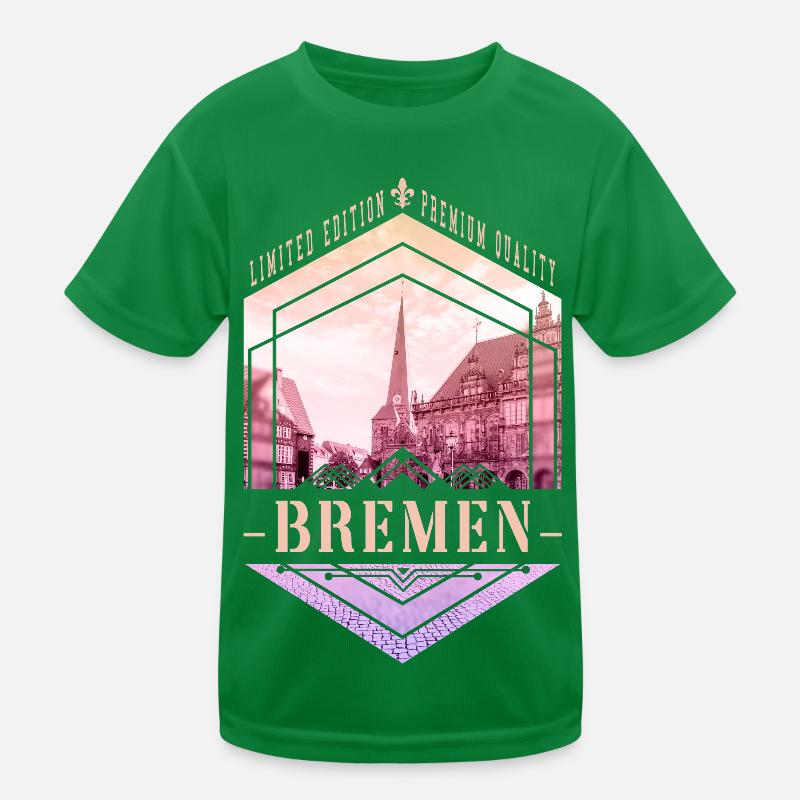 Bremen Germany City Skyline Vintage Retro Kids Functional T-Shirt