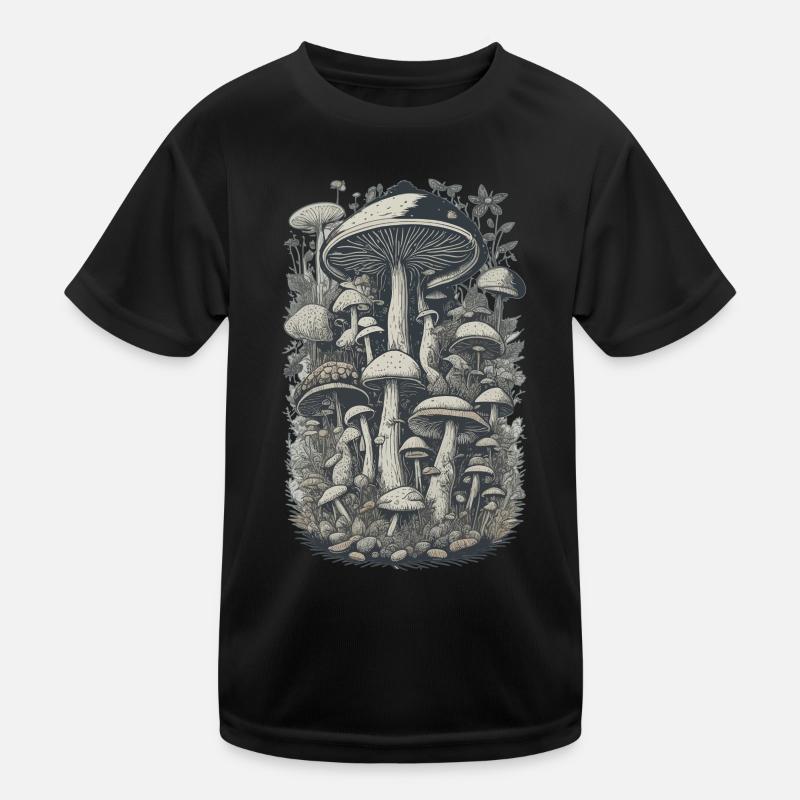 Champignon cueilleur de champignons dans la conception de forêts naturelles T-shirt sport Enfant