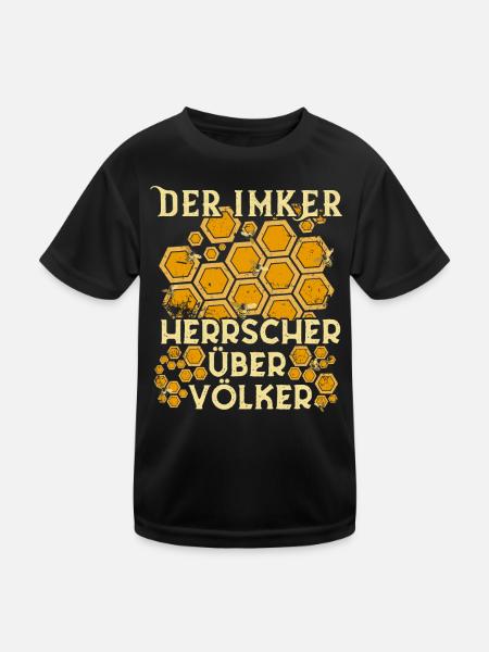 Der Imker Herrscher über Völker Lustige Biene - Kinder Funktions-T-Shirt - Schwarz - Vorne