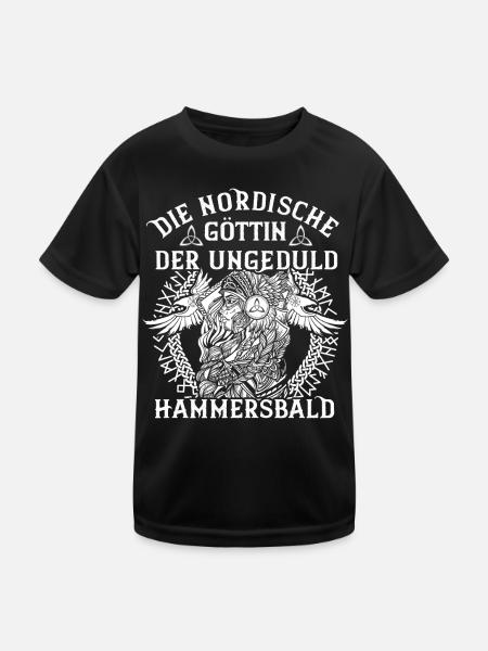 Nordische Wikinger Göttin der Ungeduld Hammersbald - Kinder Funktions-T-Shirt - Schwarz - Vorne