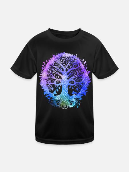 Yoga Meditation mit spirituellem Baum des Lebens - Kinder Funktions-T-Shirt - Schwarz - Vorne
