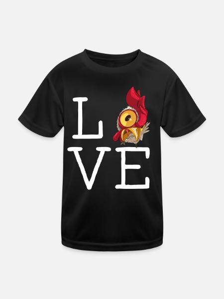 Funny love chicken design with funny chickens - Kids Functional T-Shirt - black - Front
