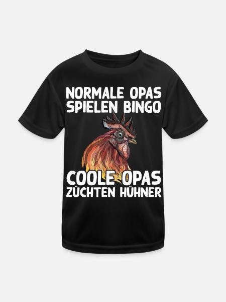 Cooler Opa Hühnerzüchter Huhn Hühner Spruch Humor - Kinder Funktions-T-Shirt - Schwarz - Vorne