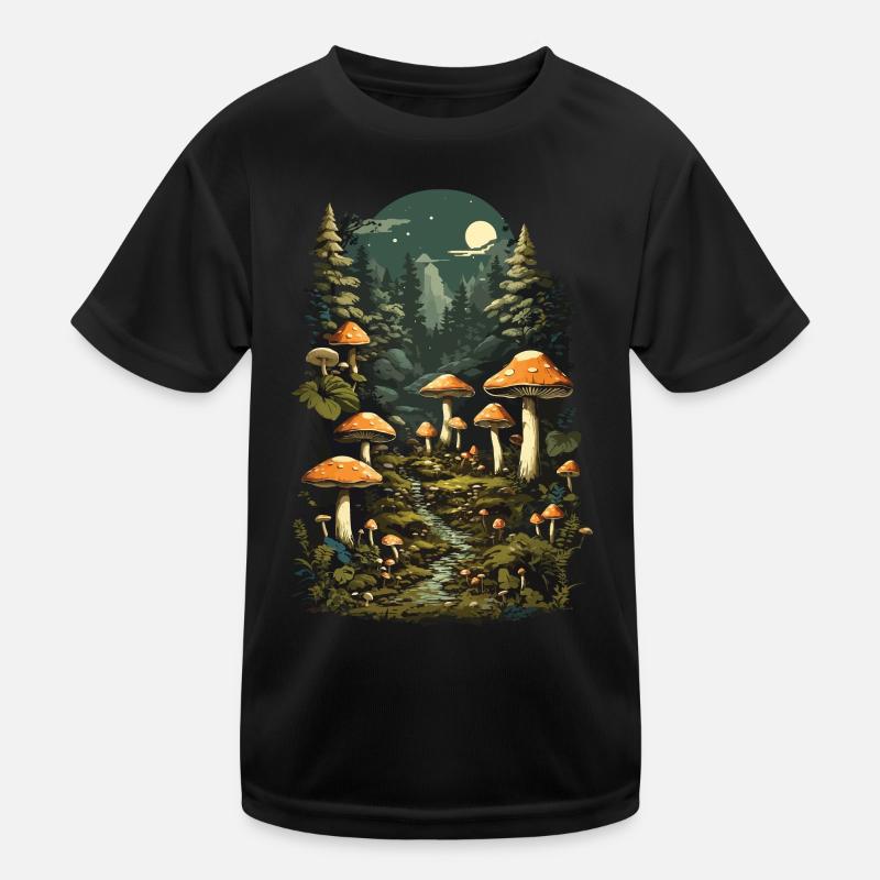 Magic mushroom night a retro mushroom picker design Kids Functional T-Shirt