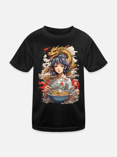 Ramen Soups Dragon Aesthetics & Anime Otaku Art - Kids Functional T-Shirt - black