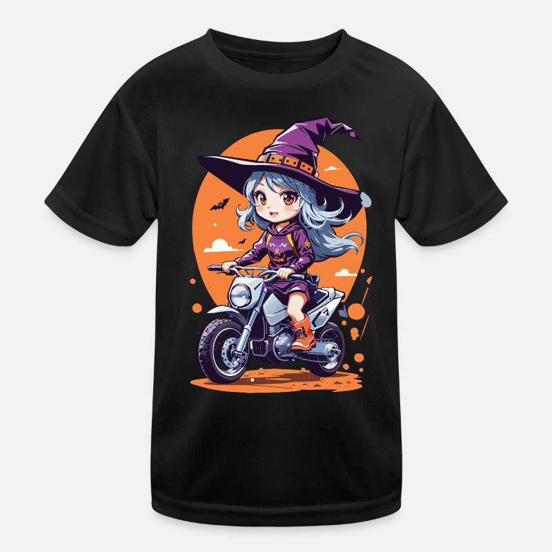 Anime Hexen-Biker Halloween Special Kinder Funktions-T-Shirt