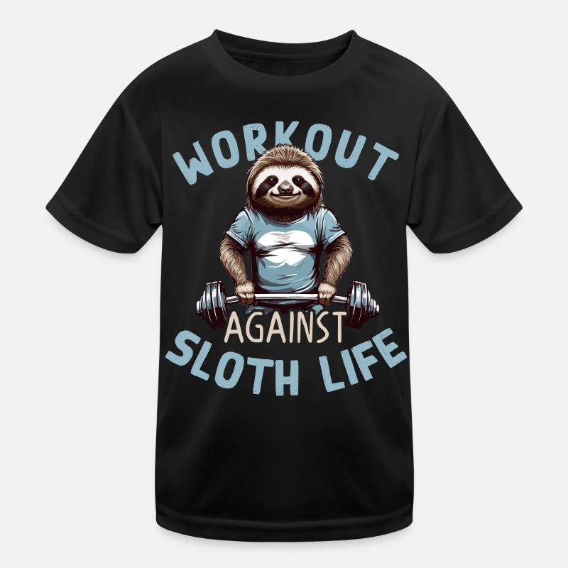 Sloth Workout Motivation Bodybuilding Saying Kids Functional T-Shirt