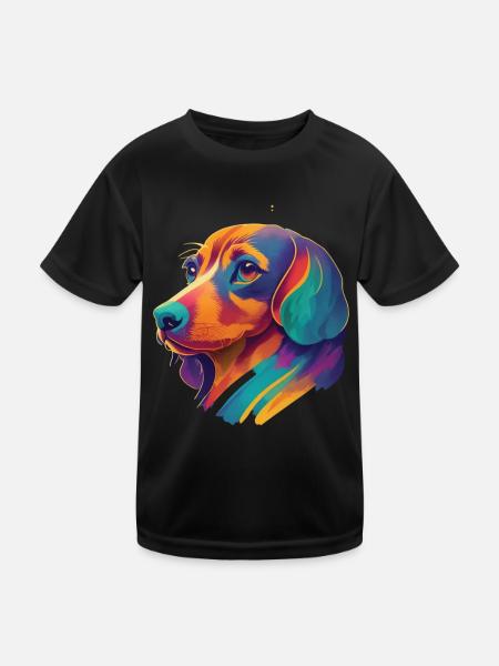Colorful Dachshund Dogs Friend Joie de vivre Dog - Kids Functional T-Shirt - black - Front