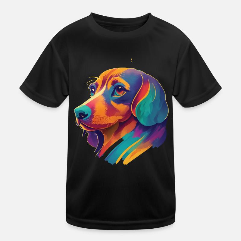 Teckel coloré chiens ami Joie de vivre chien T-shirt sport Enfant