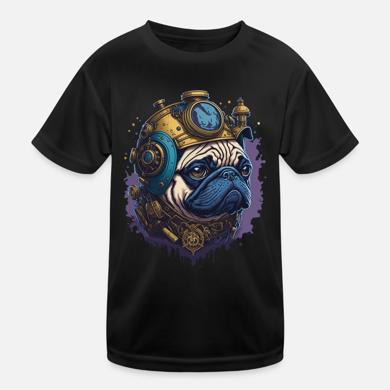 Ästhetischer Steampunk Mops Hund Hundeliebhaber Kinder Funktions-T-Shirt