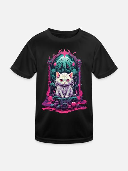 Occult Kawaii Cat Gothic Pastel Magic - Kids Functional T-Shirt - black - Front