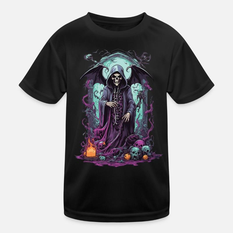 Grim Reaper Skull Gothic Okkult Design Kinder Funktions-T-Shirt