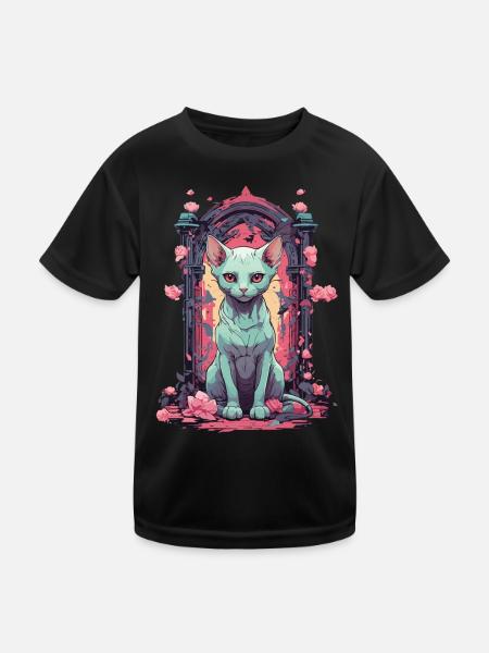 Goth Pastel Sphynx Katze Mystisch und Niedlich - Kinder Funktions-T-Shirt - Schwarz