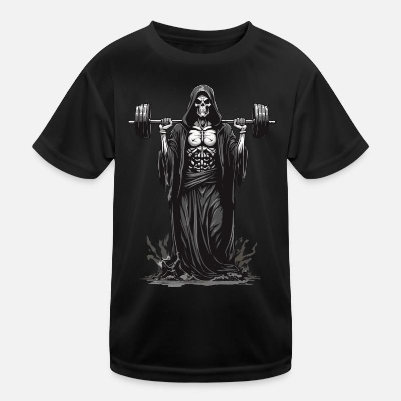 Grim Reaper Bodybuilder Deadlift Spaß Kinder Funktions-T-Shirt