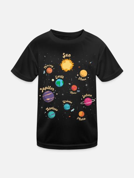 Connaissances spatiales sur les planètes du système solaire pour les enfants - T-shirt sport Enfant - noir - Devant