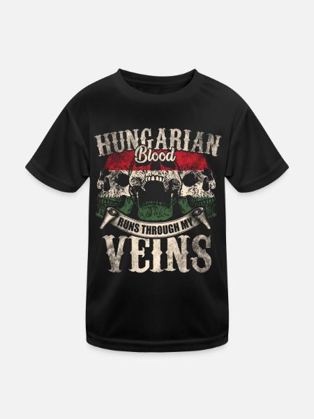 Hungarian blood flows through my ves - Kids Functional T-Shirt - black - Front