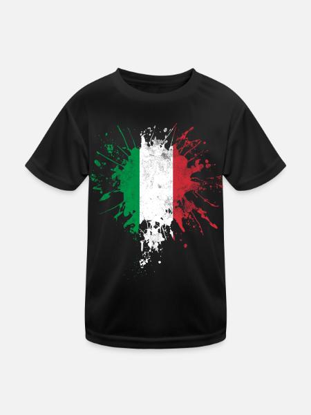 Italien Flagge - Kinder Funktions-T-Shirt - Schwarz - Vorne