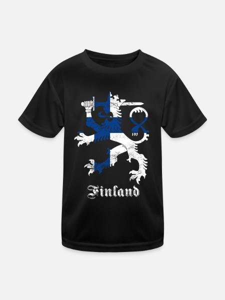 Armoiries du lion de Finlande - T-shirt sport Enfant - noir - Devant