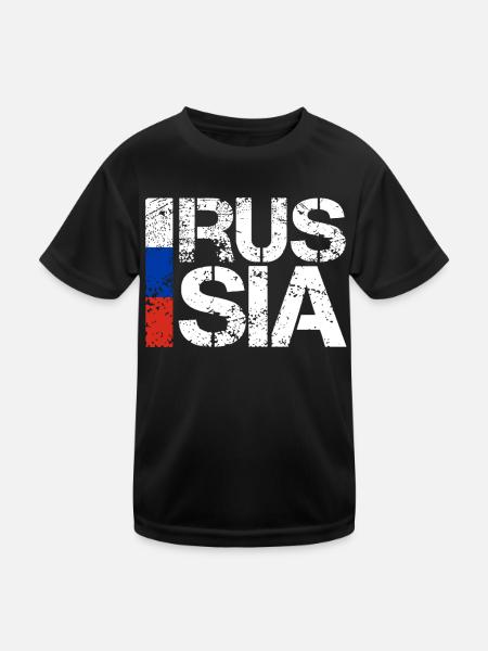 Russland - Kinder Funktions-T-Shirt - Schwarz - Vorne