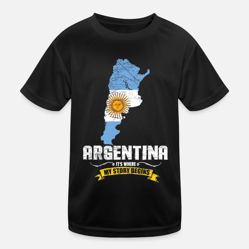 Argentinien - Kinder Funktions-T-Shirt - Schwarz