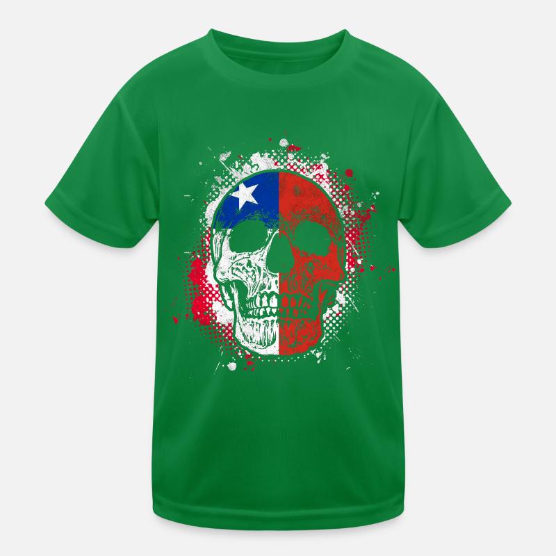 Chile Flagge Schädel Kinder Funktions-T-Shirt