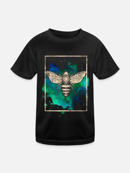 Biene - Kinder Funktions-T-Shirt - Schwarz - Vorne