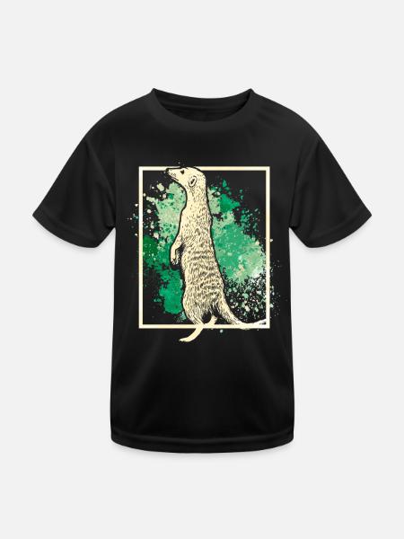 Erdmännchen - Kinder Funktions-T-Shirt - Schwarz