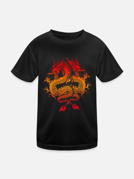 Drache - Kinder Funktions-T-Shirt - Schwarz