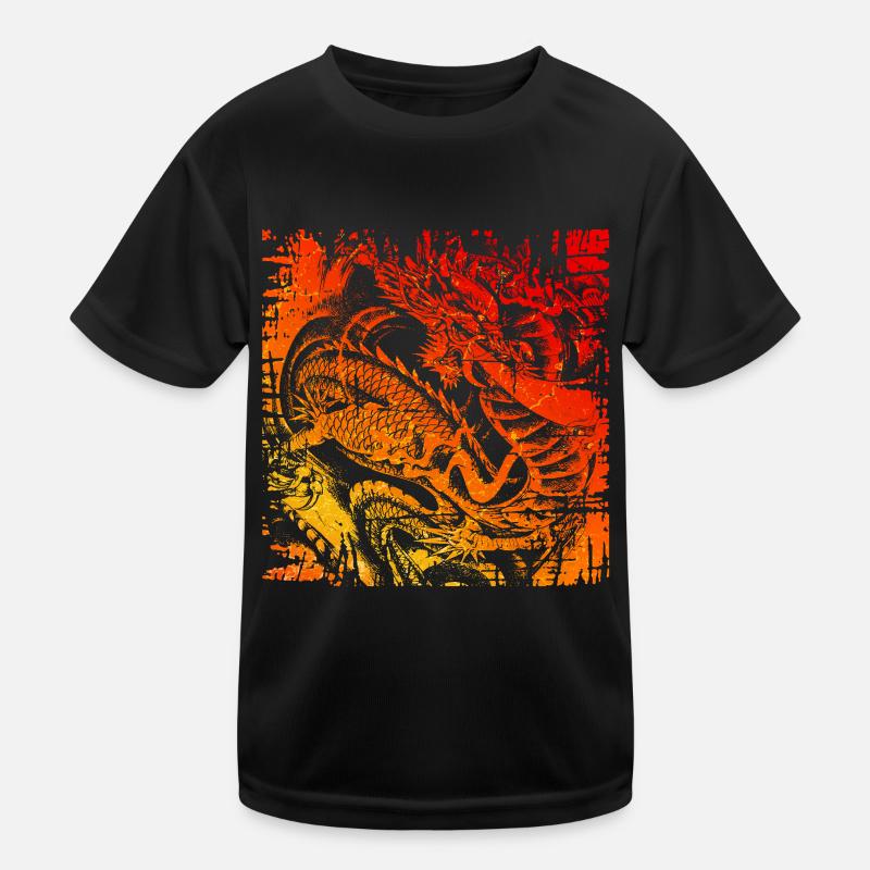 Chinese Japanese Dragon Mythical Creature Kids Functional T-Shirt