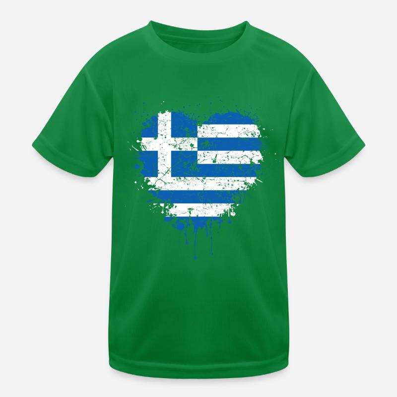 Grèce Drapeau coeur T-shirt sport Enfant