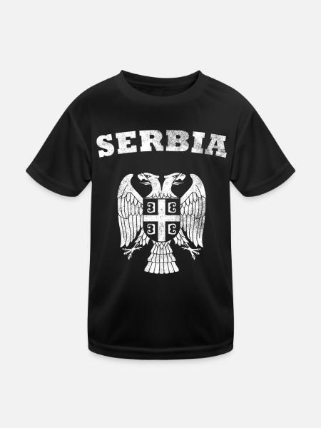 Serbie Armoiries de l’aigle - T-shirt sport Enfant - noir - Devant