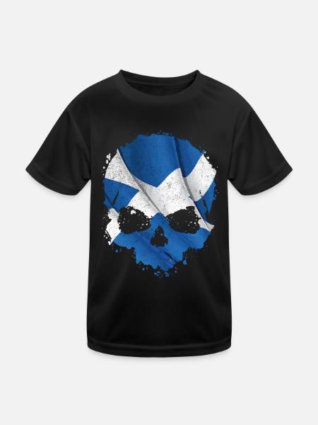 Ecosse drapeau crâne - T-shirt sport Enfant - noir - Devant