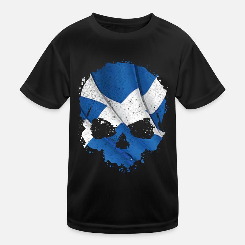 Schottland Flagge Schädel Kinder Funktions-T-Shirt