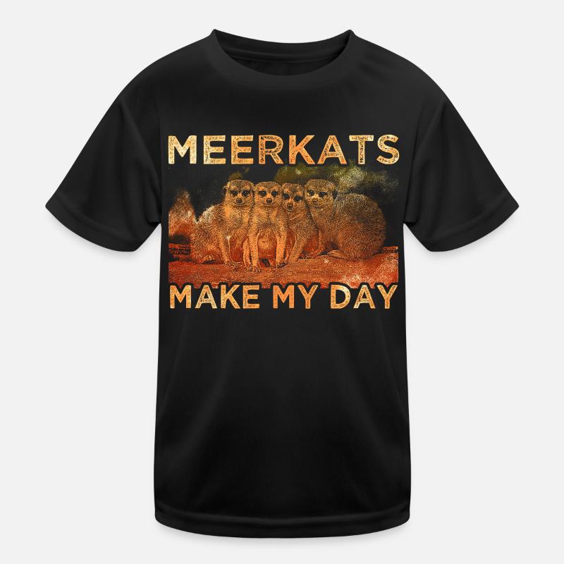 Erdmännchen - Kinder Funktions-T-Shirt - Schwarz