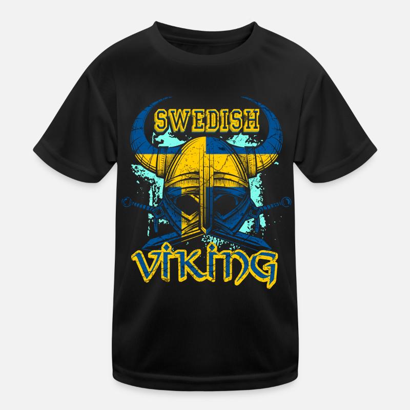 Schwedischer Wikinger - Kinder Funktions-T-Shirt - Schwarz